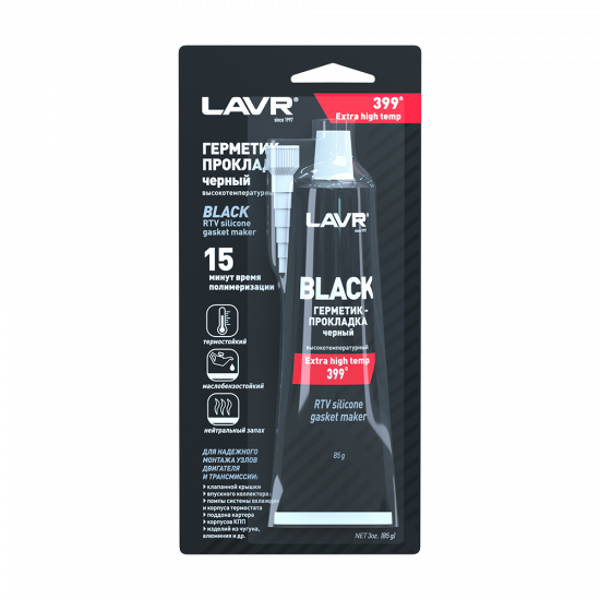 LAVR 1738 Герметик-прокладка черный высокотемпературный Black, 85г (12 шт)