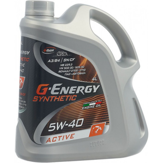 G-Energy Synthetic Active 5W-40 SN/CF 4л Синтетическое моторное масло (4 шт)